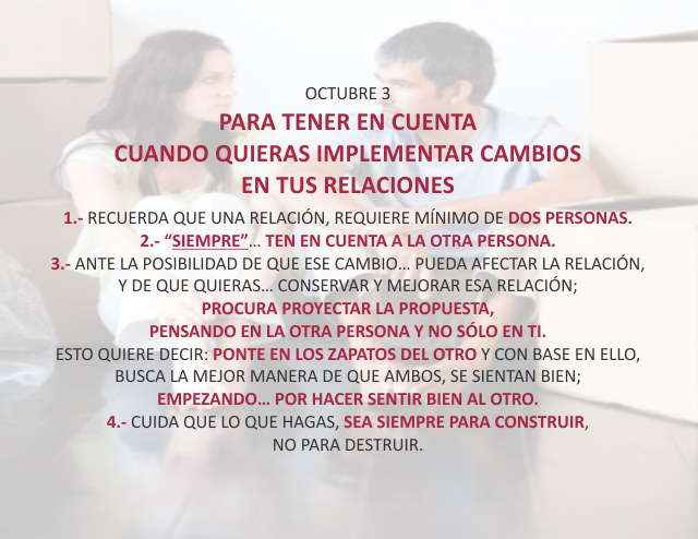 Para tener en cuenta cuando quieras implementar cambios en tus relaciones